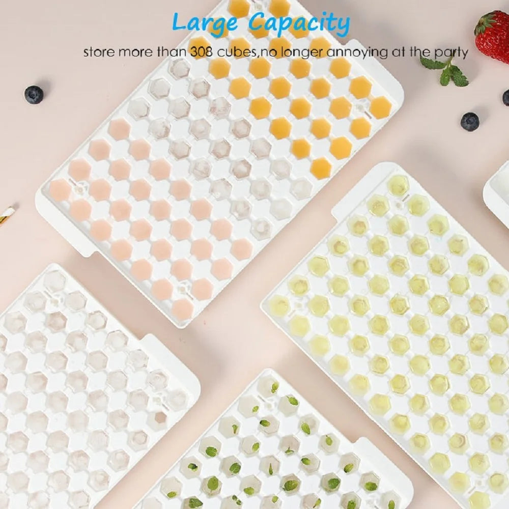 Ice Cube Tray Silicone Bottom with Ice Bin Scoop 308 Pcs Tiny Crushed Ice Cubes Molds for Chilling Drinks Coffee Juice Blue