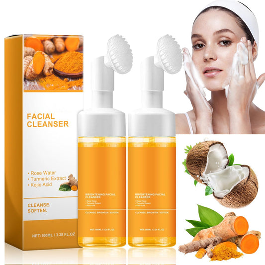 Turmeric Facial Cleanser, Turmeric Face Wash, Tur-Meric Foaming Facialcleanser, Turme-Ric Facial Wash, Turmerics Foaming Cleanser for All Skin Deep Cleaning (2Pcs)