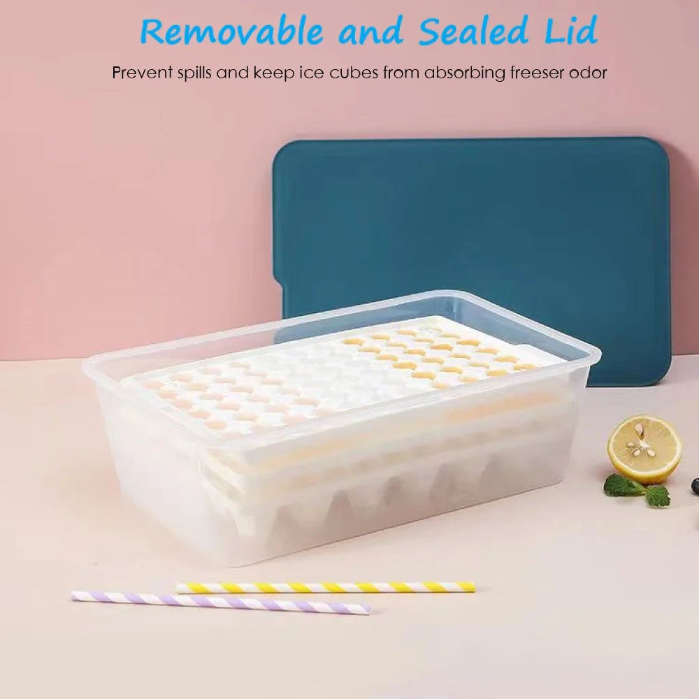 Ice Cube Tray Silicone Bottom with Ice Bin Scoop 308 Pcs Tiny Crushed Ice Cubes Molds for Chilling Drinks Coffee Juice Blue