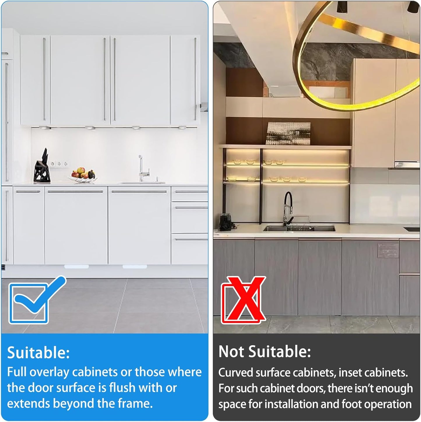 Cabinet Foot Pull for Trash Can - Touchless Handle for Full Overlay Cabinet Door (1Pcs, White)