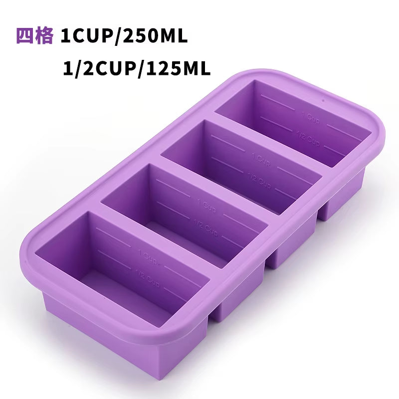 2/4/6Grid Food Grade Silicone Frozen Tray Ice Makerwith Lid Large-Capacity Ice Trays Suitable for Storing Frozen Soups Sauces