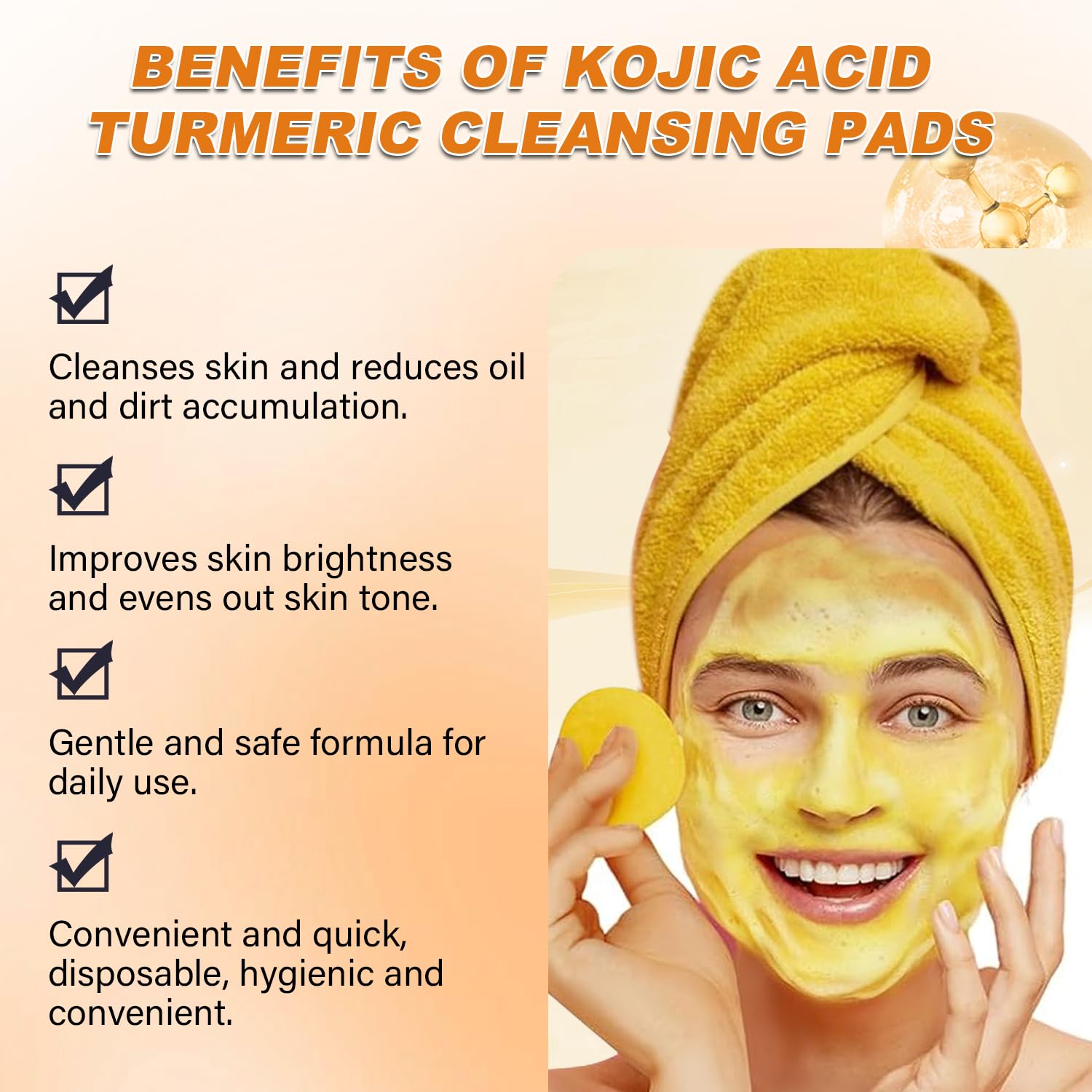 Turmeric Face Wash & Cleansing Pads, 100% Natural Cleanser with Brush, Suitable for All Skin Types